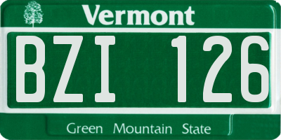 VT license plate BZI126