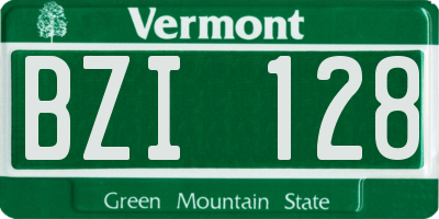 VT license plate BZI128
