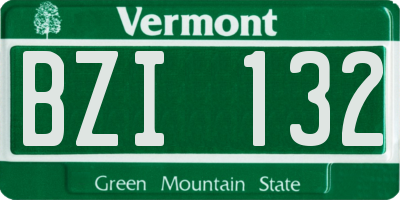 VT license plate BZI132
