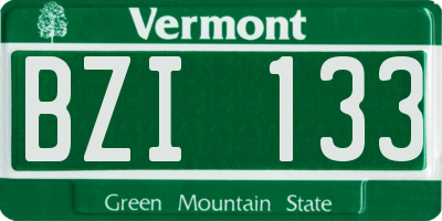 VT license plate BZI133