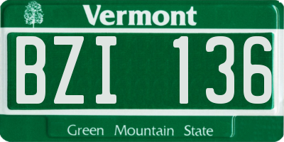 VT license plate BZI136