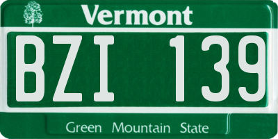VT license plate BZI139