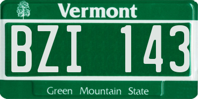 VT license plate BZI143