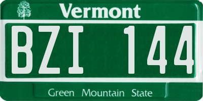 VT license plate BZI144
