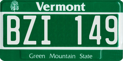 VT license plate BZI149