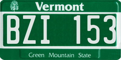 VT license plate BZI153
