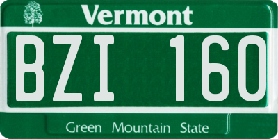 VT license plate BZI160