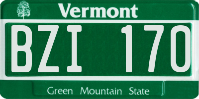 VT license plate BZI170