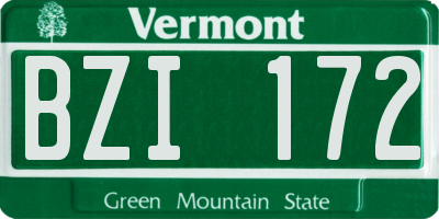 VT license plate BZI172
