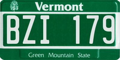 VT license plate BZI179