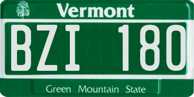 VT license plate BZI180
