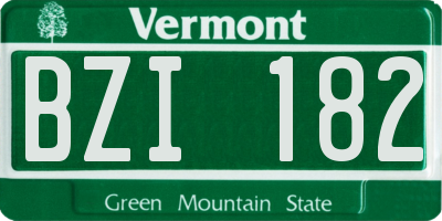 VT license plate BZI182