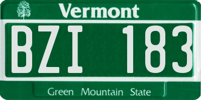 VT license plate BZI183