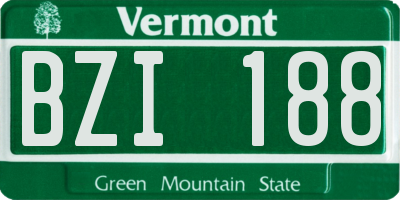 VT license plate BZI188
