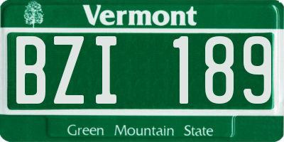 VT license plate BZI189