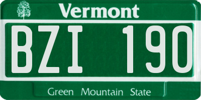 VT license plate BZI190