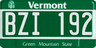 VT license plate BZI192