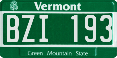 VT license plate BZI193