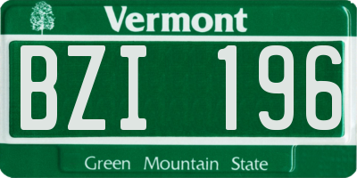 VT license plate BZI196