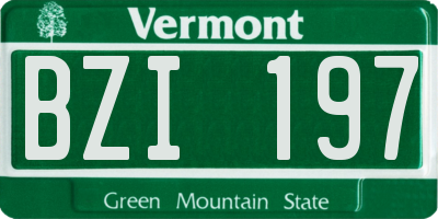 VT license plate BZI197