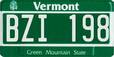 VT license plate BZI198
