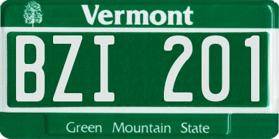 VT license plate BZI201