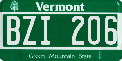 VT license plate BZI206