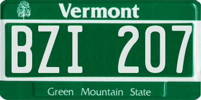 VT license plate BZI207