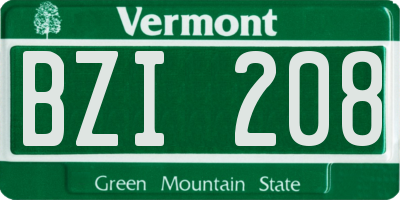 VT license plate BZI208