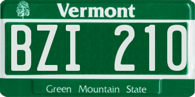 VT license plate BZI210