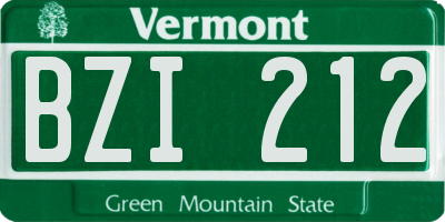 VT license plate BZI212