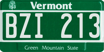 VT license plate BZI213