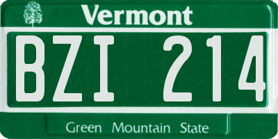 VT license plate BZI214