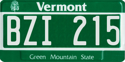 VT license plate BZI215