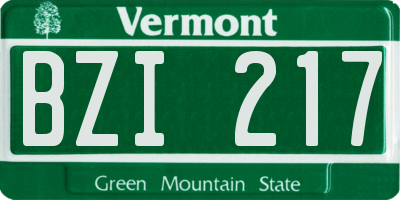 VT license plate BZI217