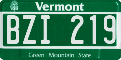 VT license plate BZI219
