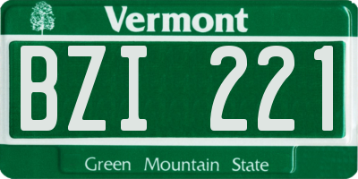 VT license plate BZI221