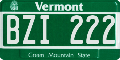 VT license plate BZI222