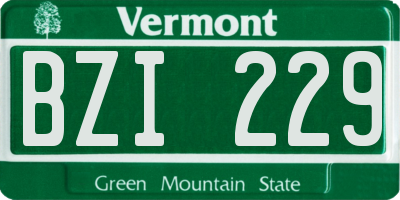 VT license plate BZI229