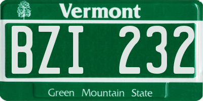 VT license plate BZI232