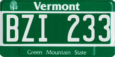 VT license plate BZI233