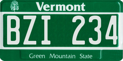 VT license plate BZI234