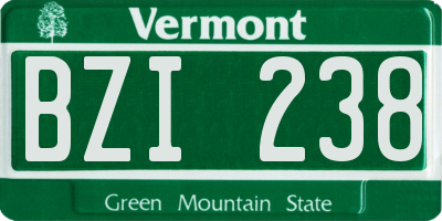 VT license plate BZI238