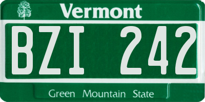 VT license plate BZI242