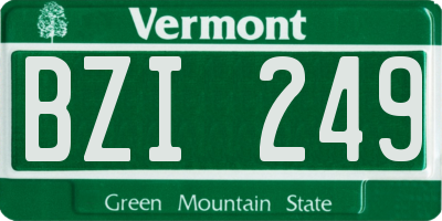 VT license plate BZI249