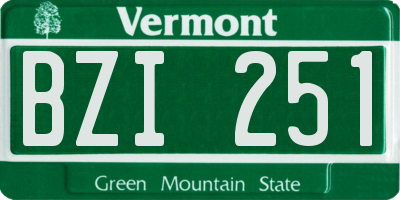 VT license plate BZI251