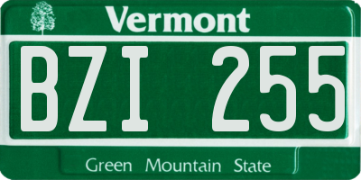 VT license plate BZI255