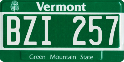 VT license plate BZI257