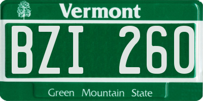 VT license plate BZI260