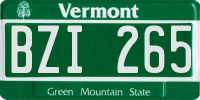 VT license plate BZI265